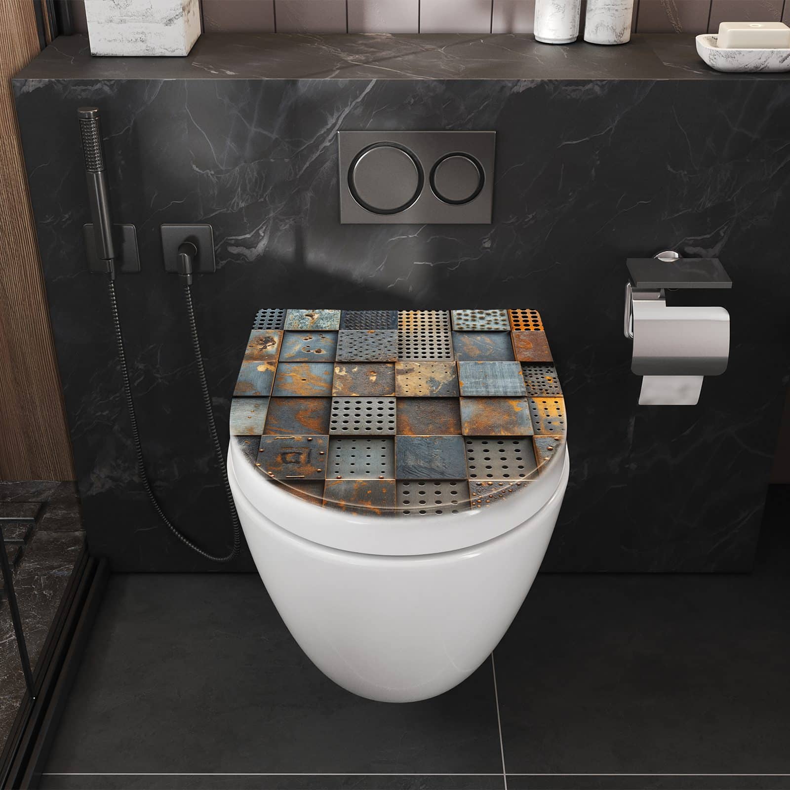 WC-Sitz mit Absenkautomatik Gelochte Metallplatten