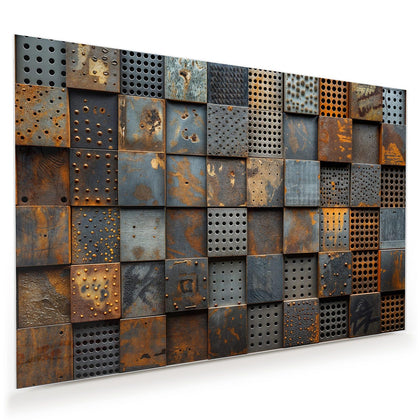 Wandbild mit dem Motiv Gelochte Metallplatten