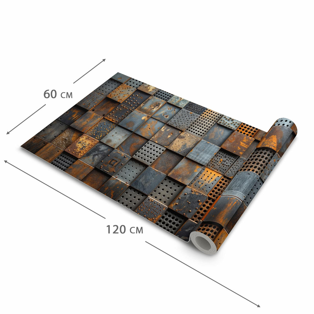 Abriebfester Küchenläufer mit Motiv Gelochte Metallplatten in der Grösse 80x250 cm