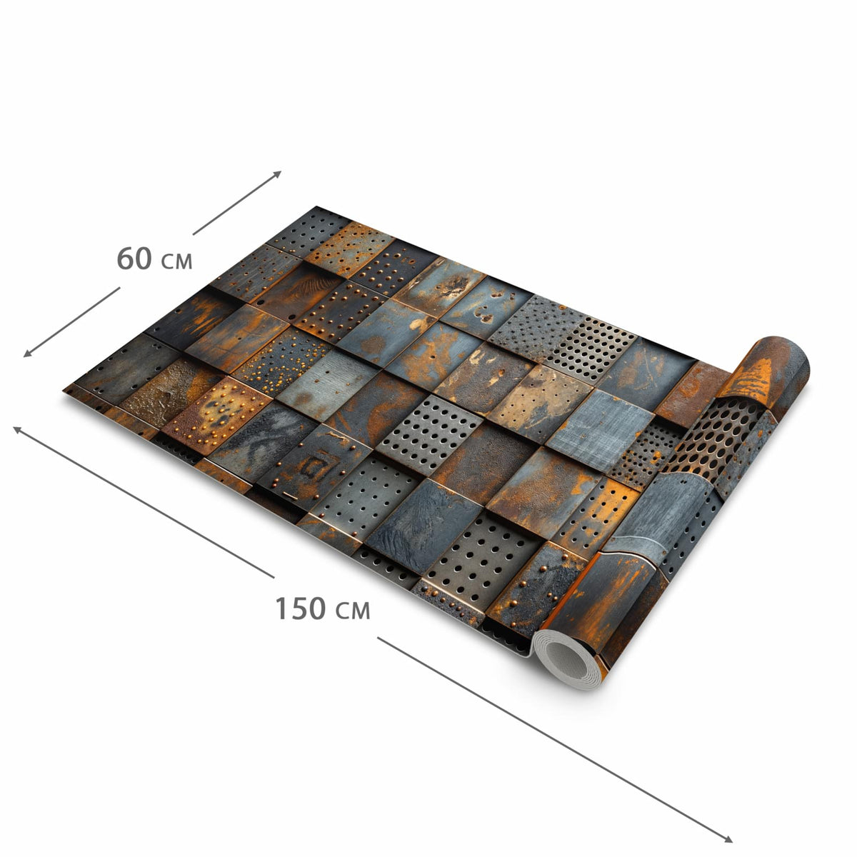 UV-beständiger Küchenvorleger mit Motiv Gelochte Metallplatten in der Größe 80x250 cm