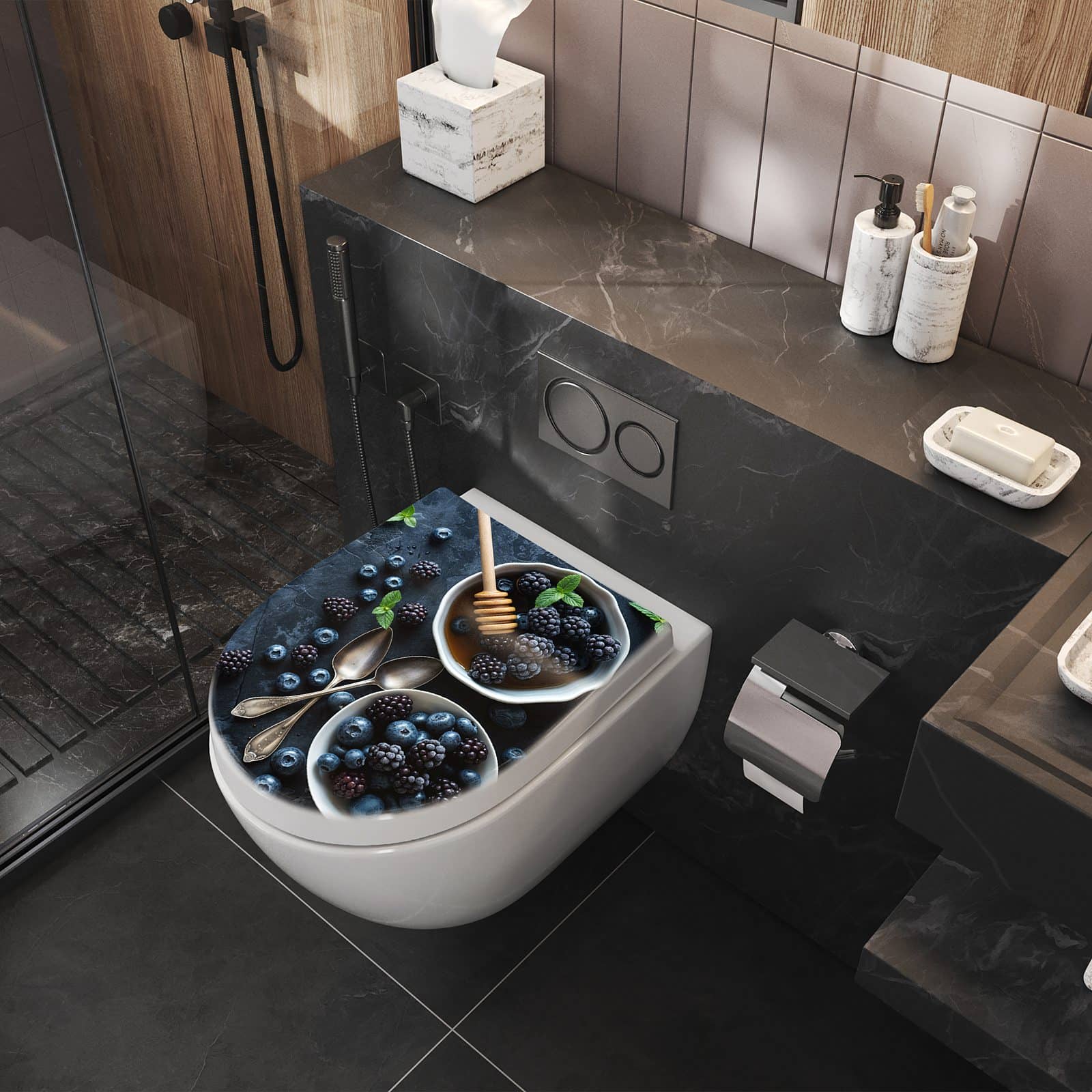 WC-Sitz mit Absenkautomatik Blaubeeren Stillleben