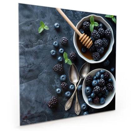 Küchenrückwand mit dem Motiv Beeren mit Honig