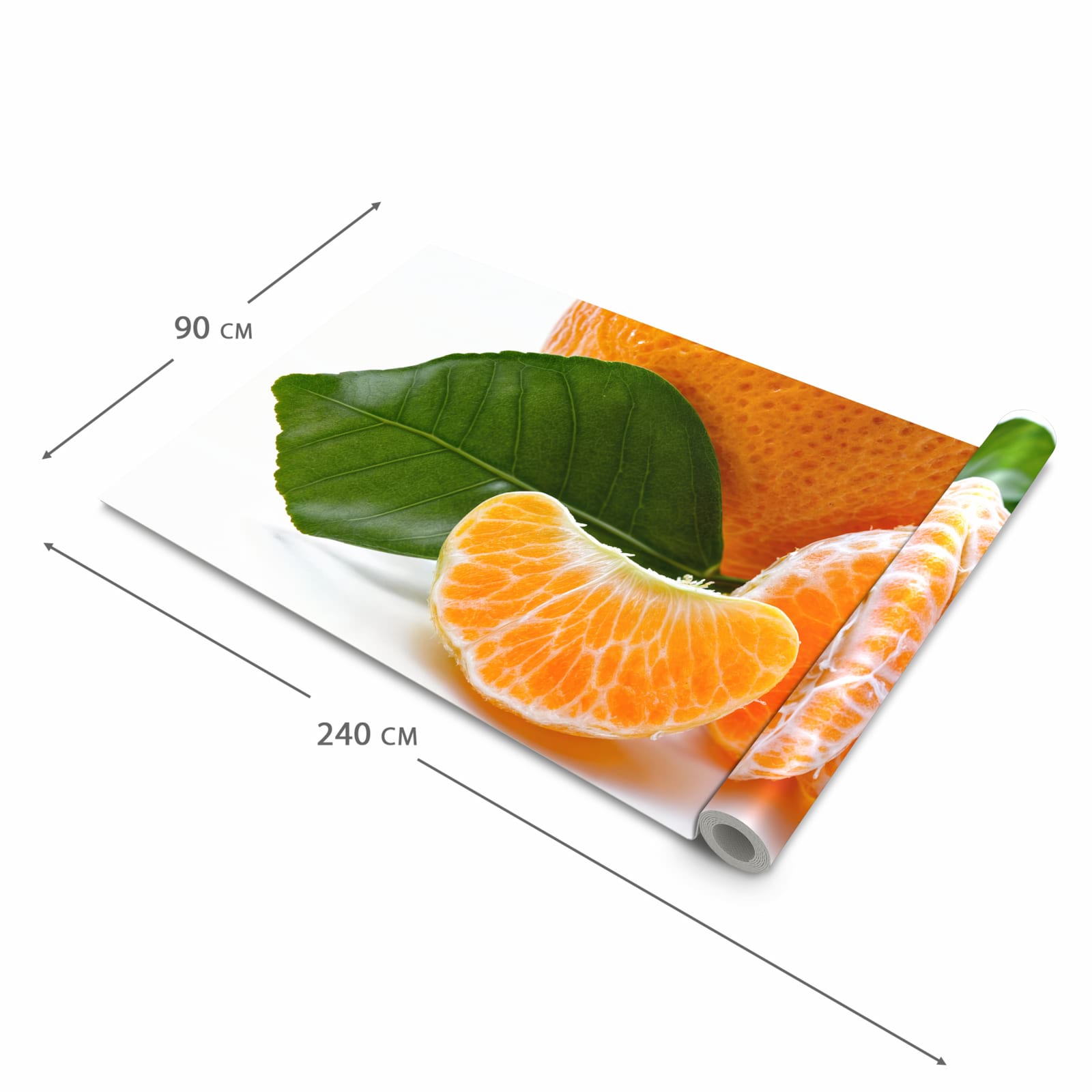 Hygienischer moderner Küchenläufer mit Motiv Frische Mandarine in der Grösse 80x200 cm