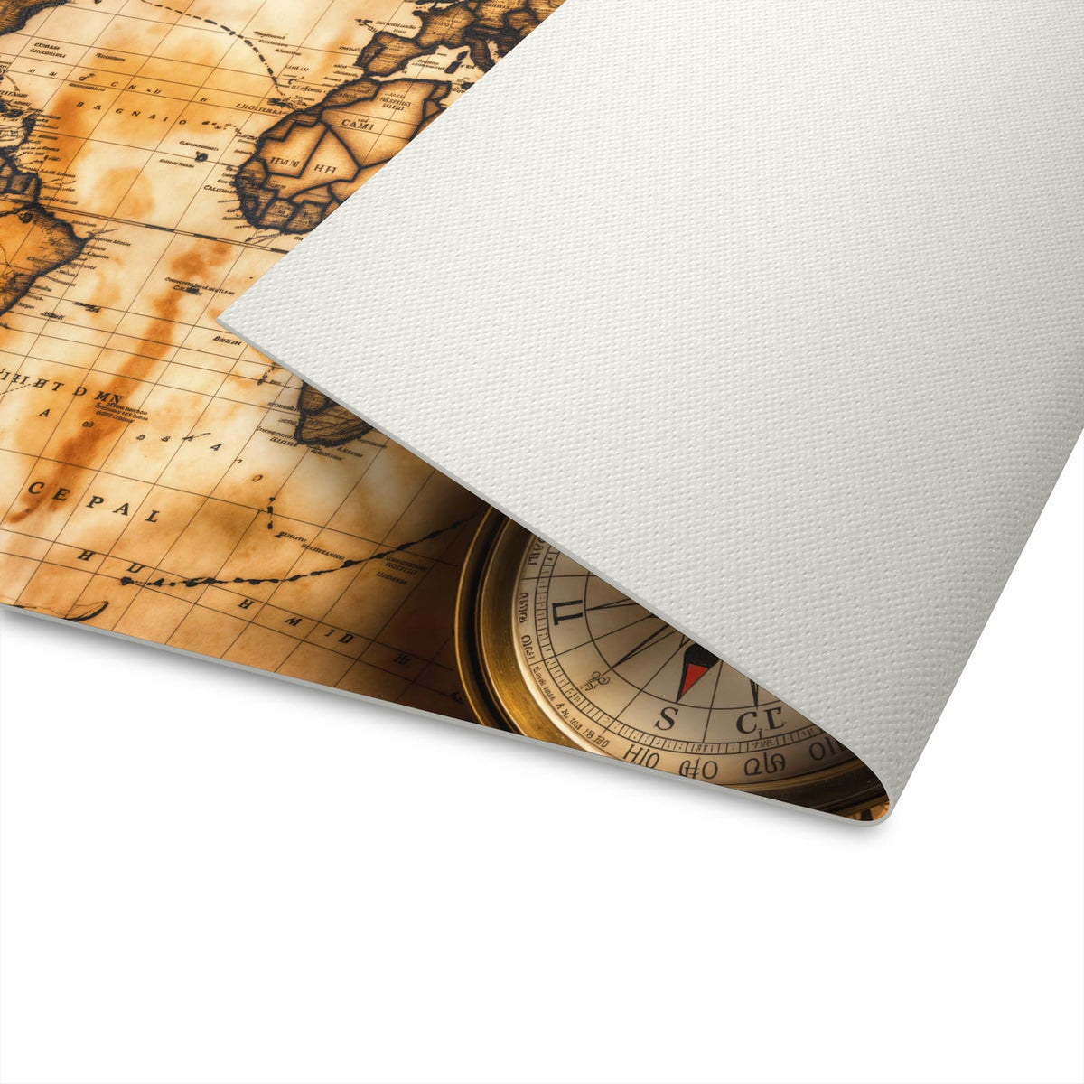 Pflegeleichter Küchenteppich mit Motiv Vintage Weltkarte Kompass in der Unterseite
