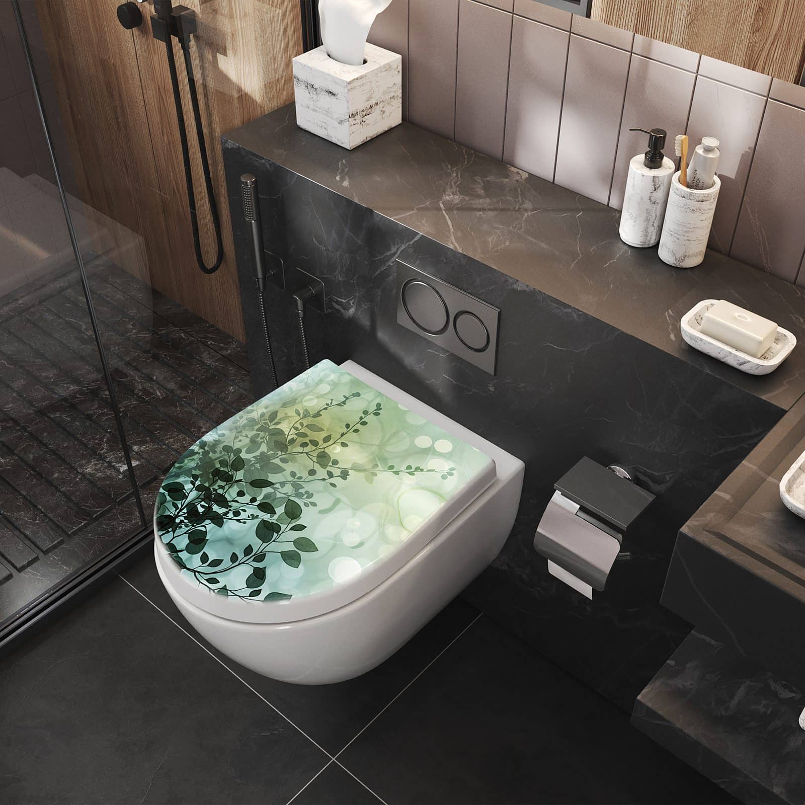 WC-Sitz mit Absenkautomatik Blättertraum