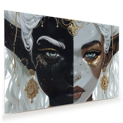 Wandbild mit dem Motiv Zweigeteiltes Gesicht