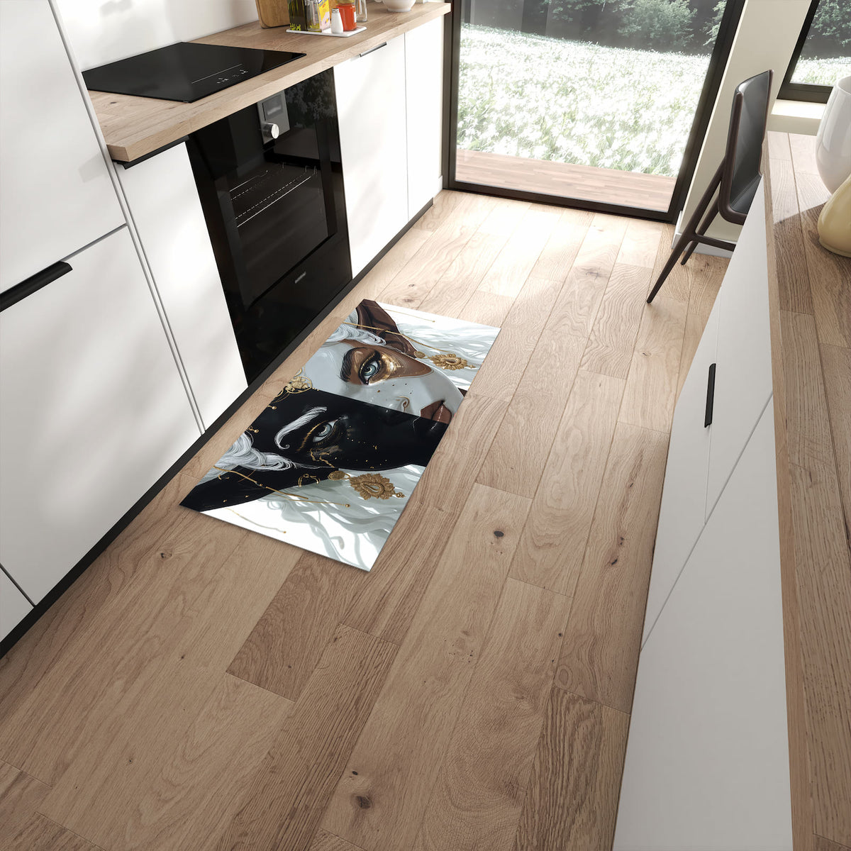 Küchenteppich mit Motiv Dualer Elf für Trittkomfort in moderner Küche, waschbar #grösse_60 x 120 cm