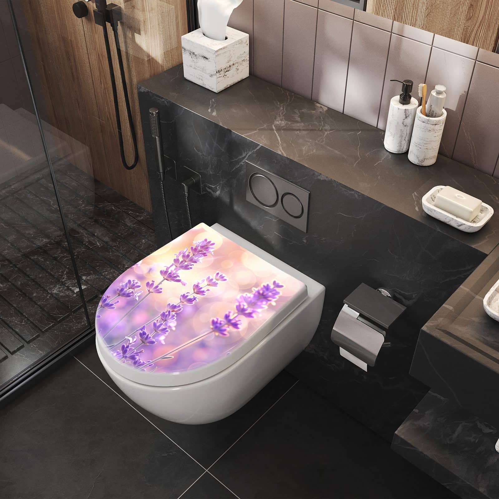 WC-Sitz mit Absenkautomatik Lavendelblütenfeld