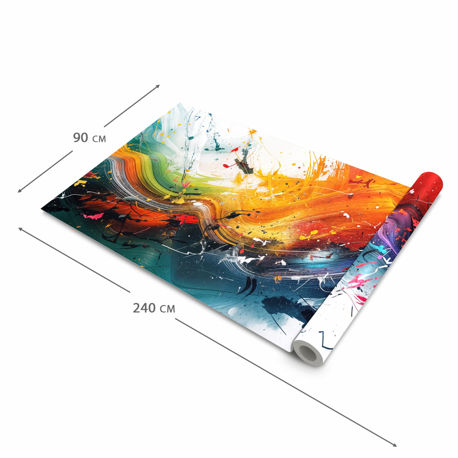 Bodenschonender Küchenteppich mit Motiv Farbenexplosion in der Grösse 60x270 cm