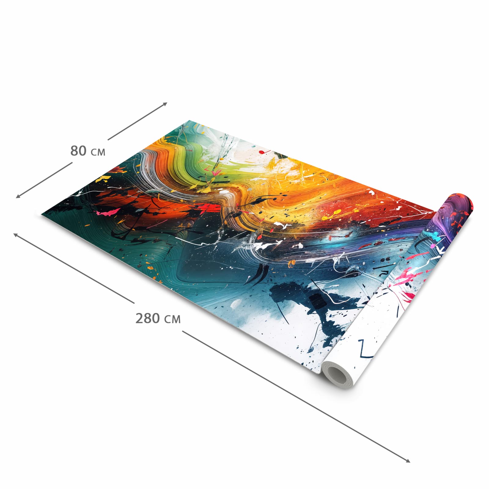 Feuchtigkeitsresistenter Küchenläufer mit Motiv Farbenexplosion in der Größe 60x270 cm