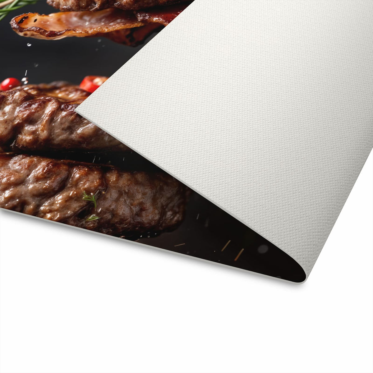 UV-beständiger dünner Küchenteppich mit Motiv Burger mit Bacon waschbar für Unterseite