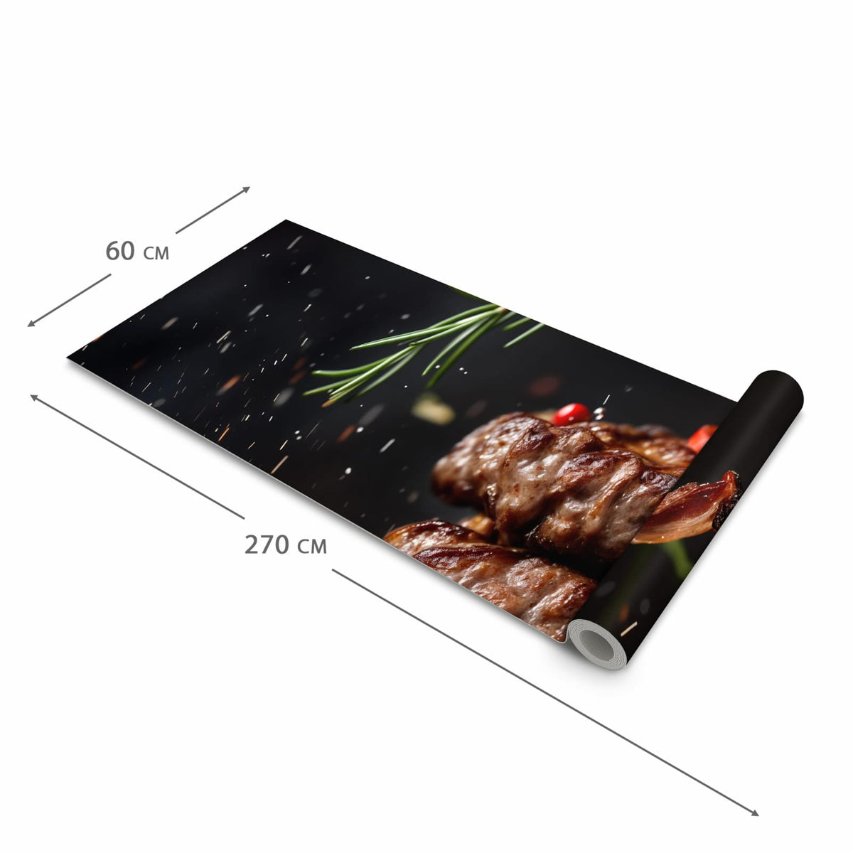 UV-beständiger Küchenteppich mit Motiv Burger mit Bacon in der Größe 60x240 cm