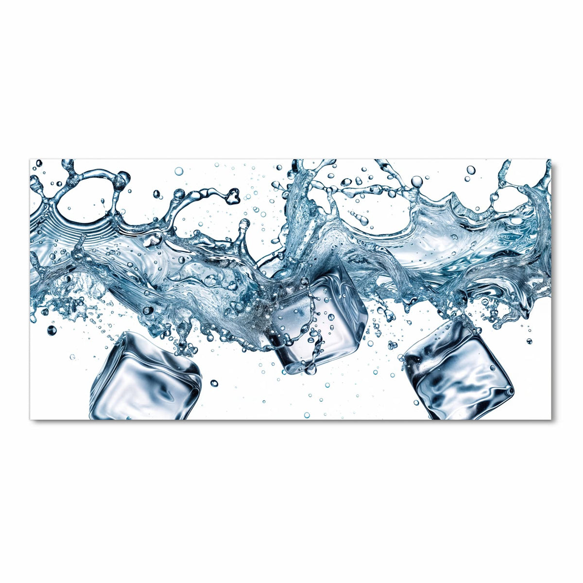Pflegeleichter langer Teppich mit Motiv Wasserspritzer in Frontansicht für den Flur
