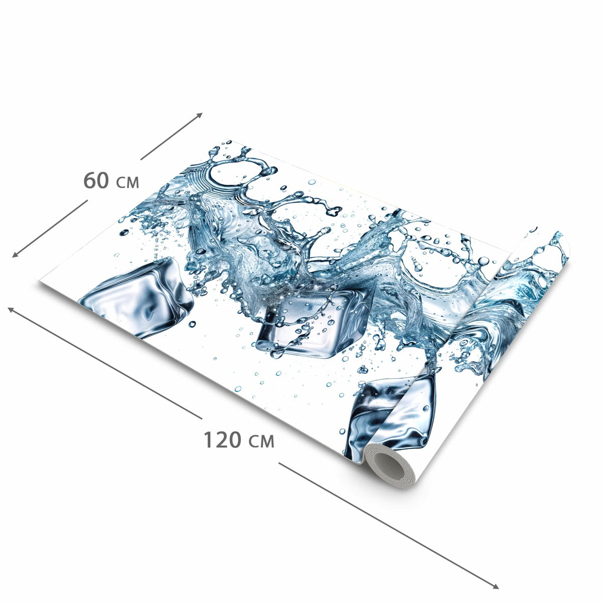 Waschbarer Küchenläufer mit Motiv Wasserspritzer in der Grösse 60x240 cm