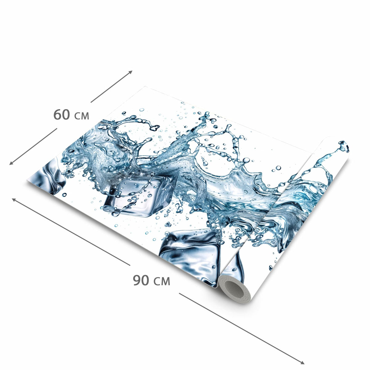 Rutschfester dünner Teppich mit Motiv Wasserspritzer in der Grösse 60x240 cm