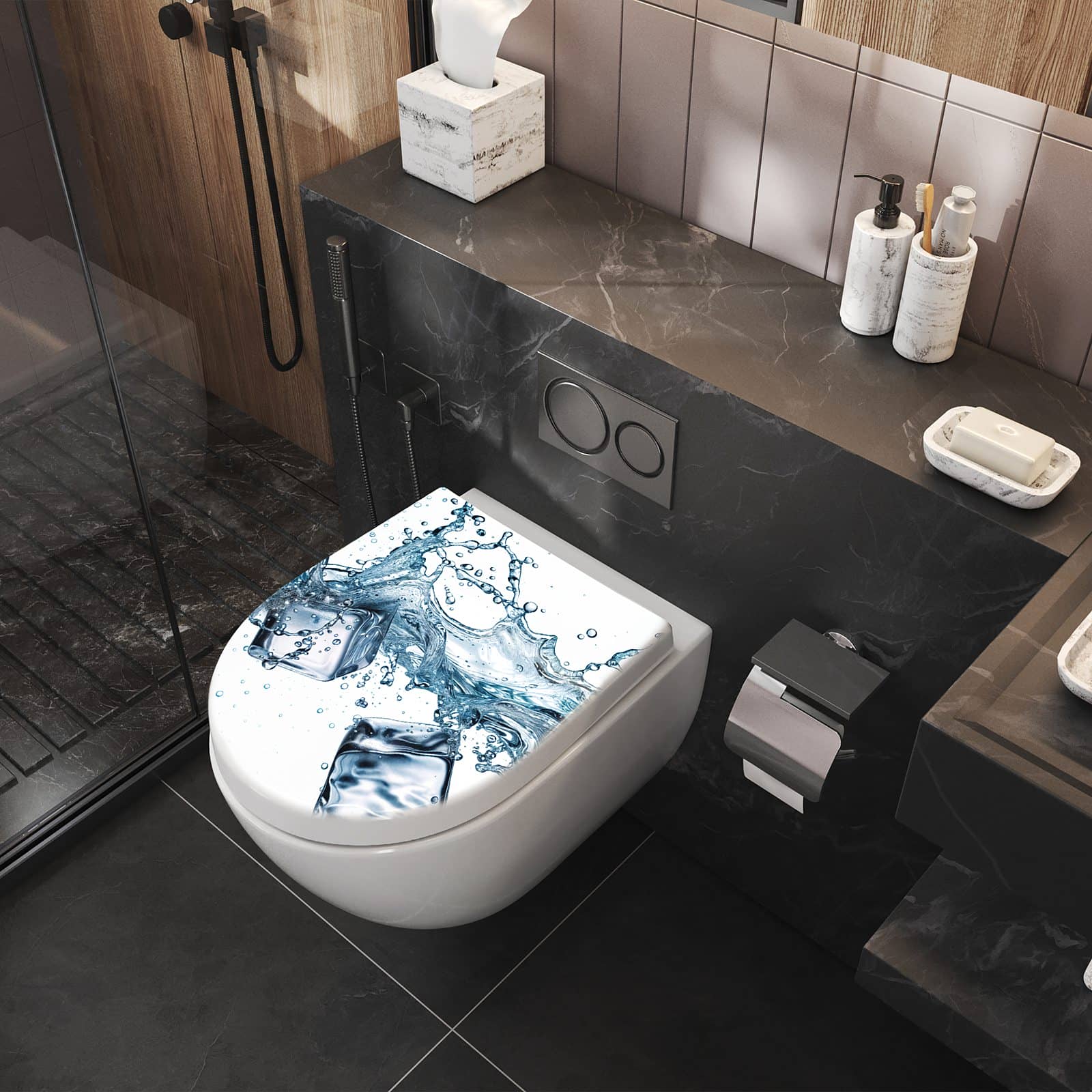 WC-Sitz mit Absenkautomatik Wasserspritzer