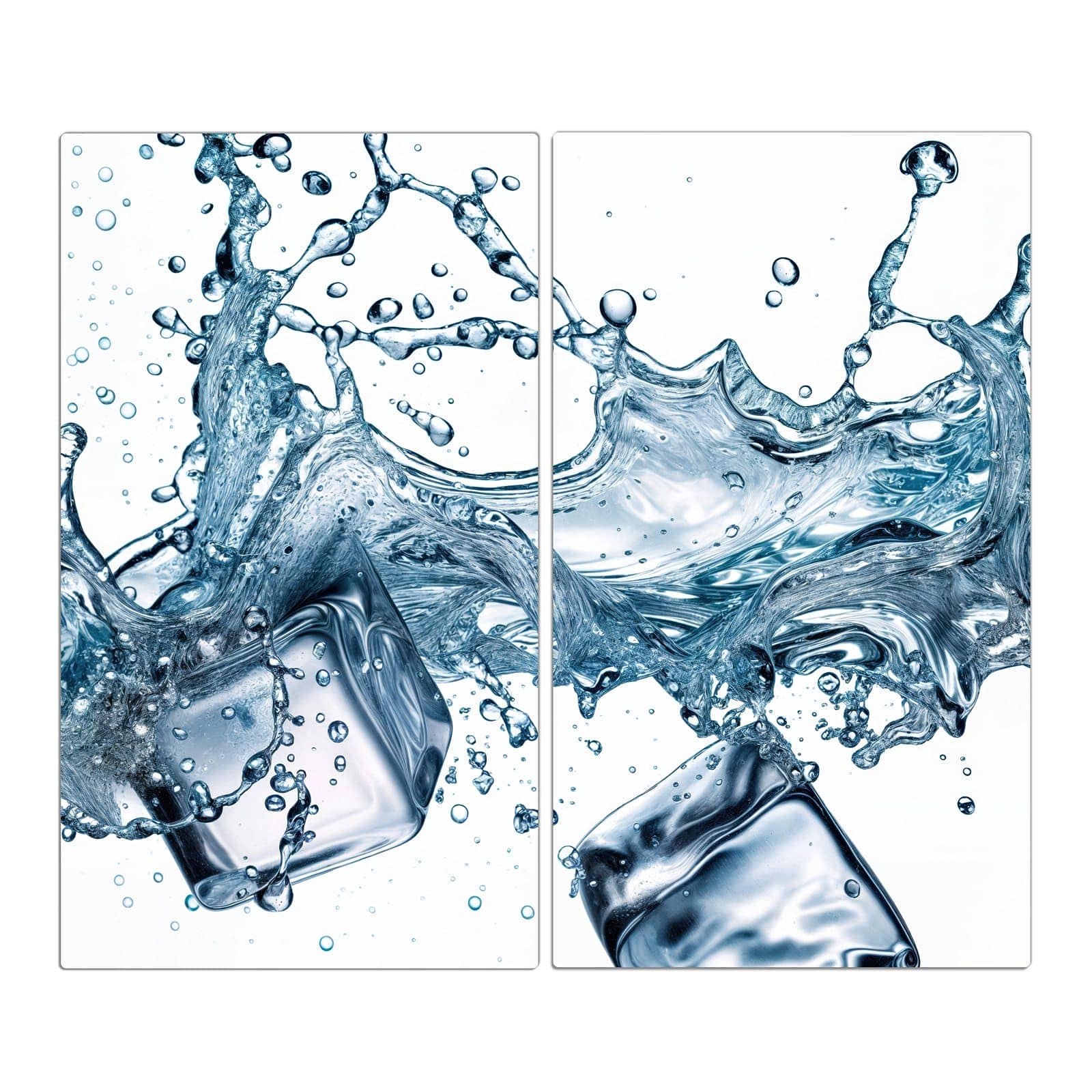 2-teilige Abdeckplatten für Herd mit Wasserspritzer-Motiv in der Frontansicht #grösse_2-Teilig (60x52cm)