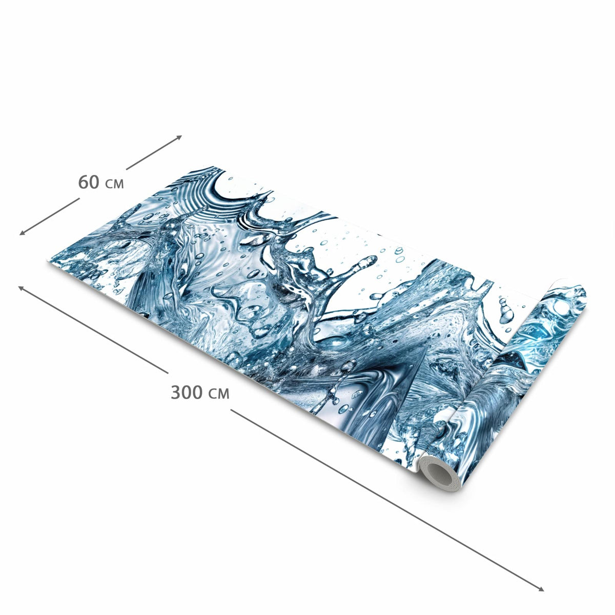 Langlebiger dünner Küchenteppich mit Motiv Wasserspritzer in der Grösse 60x240 cm