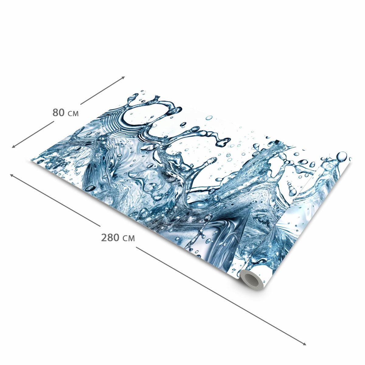 Waschbarer Küchenteppich mit Motiv Wasserspritzer in der Größe 60x240 cm für Ordnung