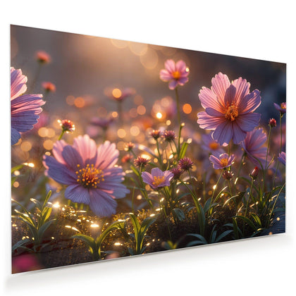 Wandbild mit dem Motiv Rosa Blütenwiese