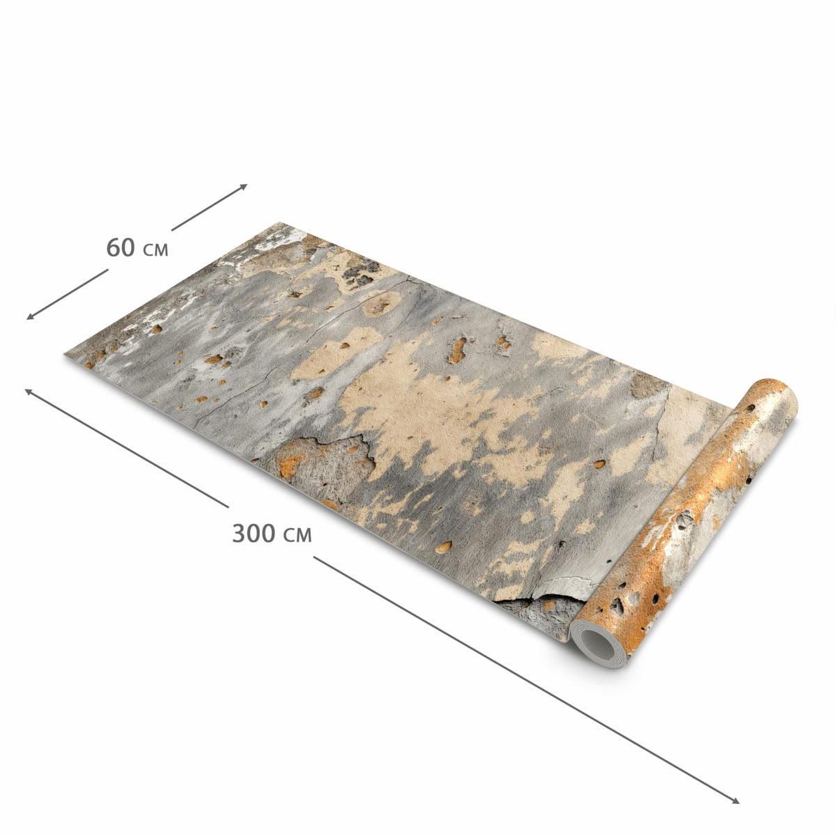 Geruchsneutraler großer Küchenteppich mit Motiv Wand Verwitterte in der Größe 60x150 cm
