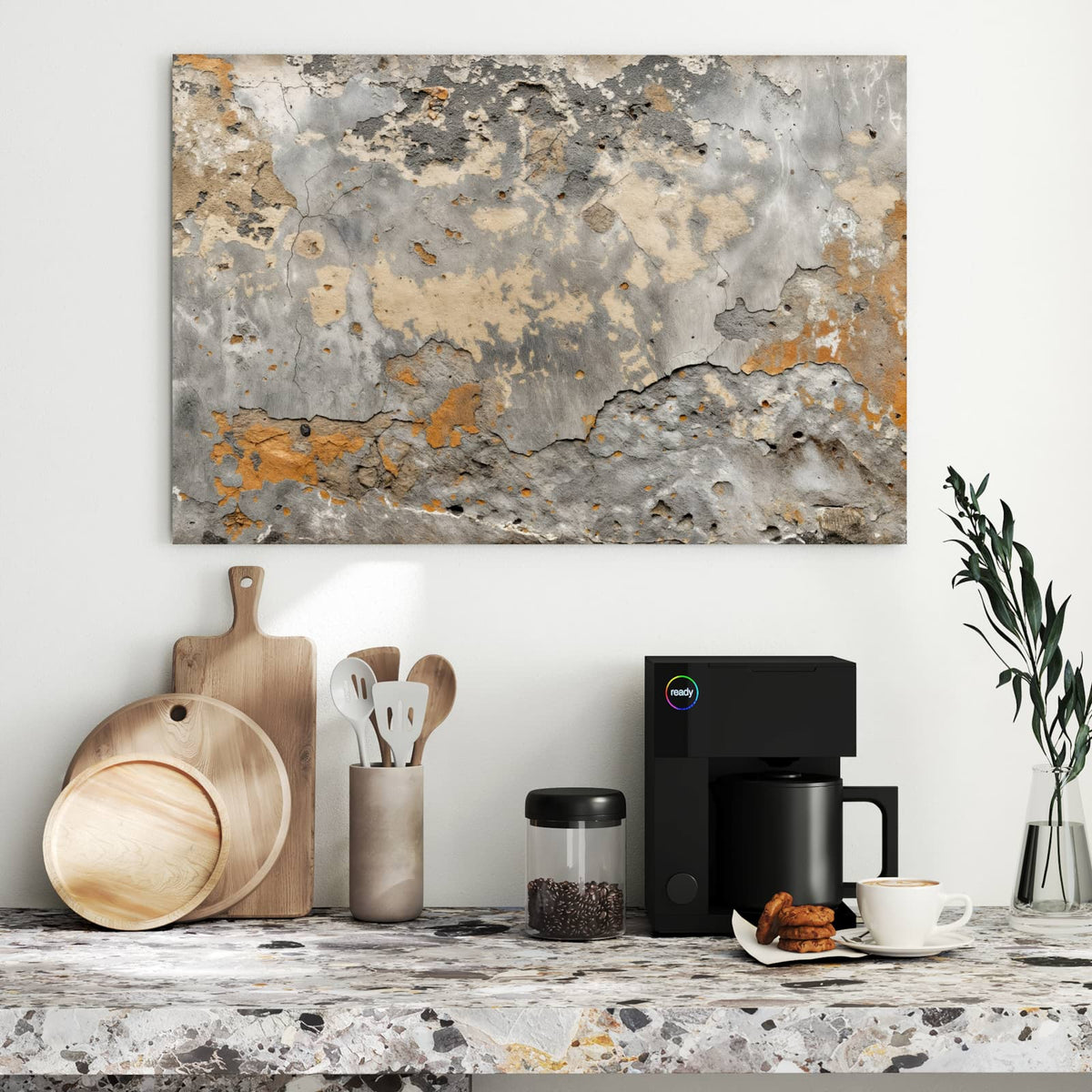 Metall Magnettafel - Putz in Grau und Ocker – Abgeplatzter Putz in Grau und Ocker