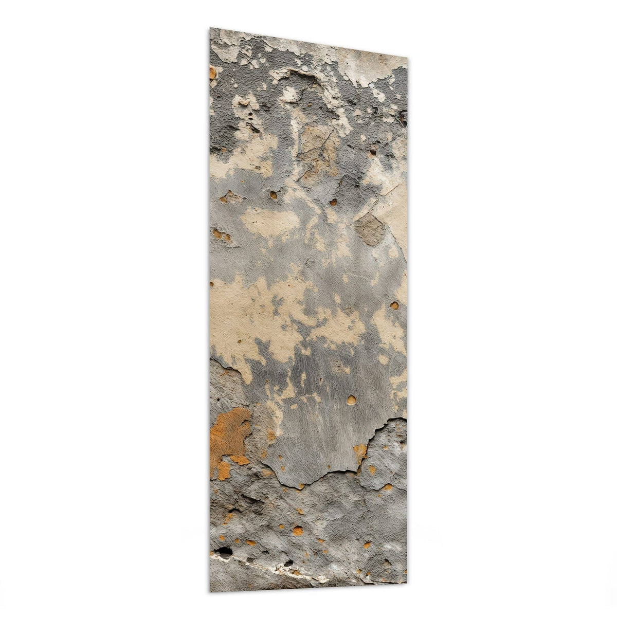 Glasbild Putz in Grau und Ocker von der Seite, 4 mm Echtglas