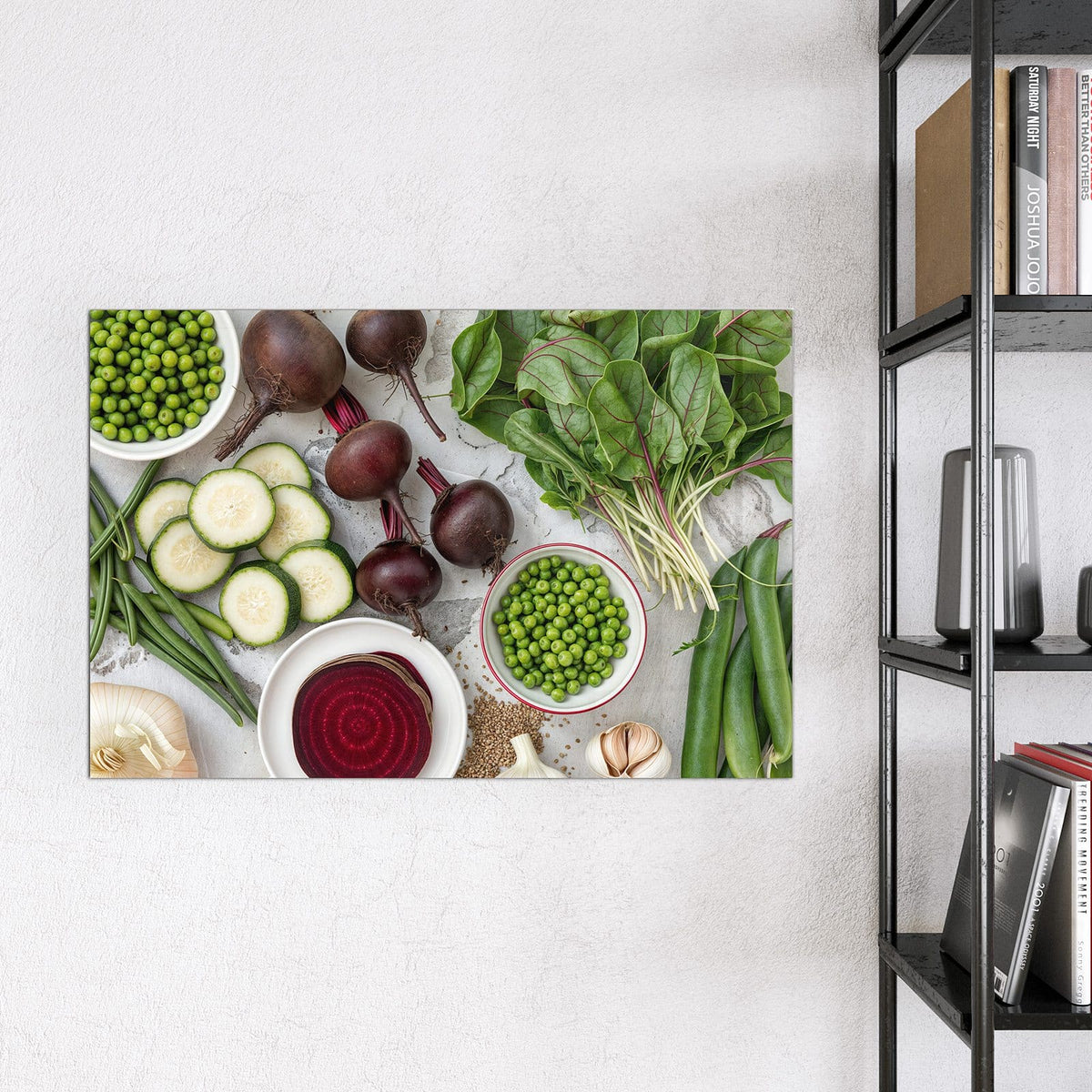 Magnettafel - Rote Bete und Erbsen – Rote Bete und Erbsen in Schalen