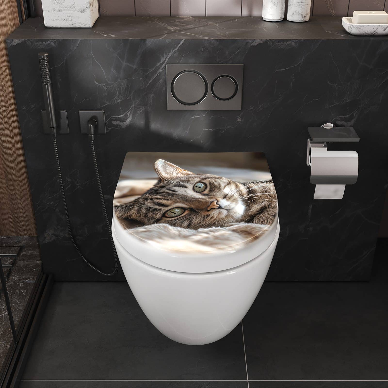 WC-Sitz mit Absenkautomatik Gemütliche Katze