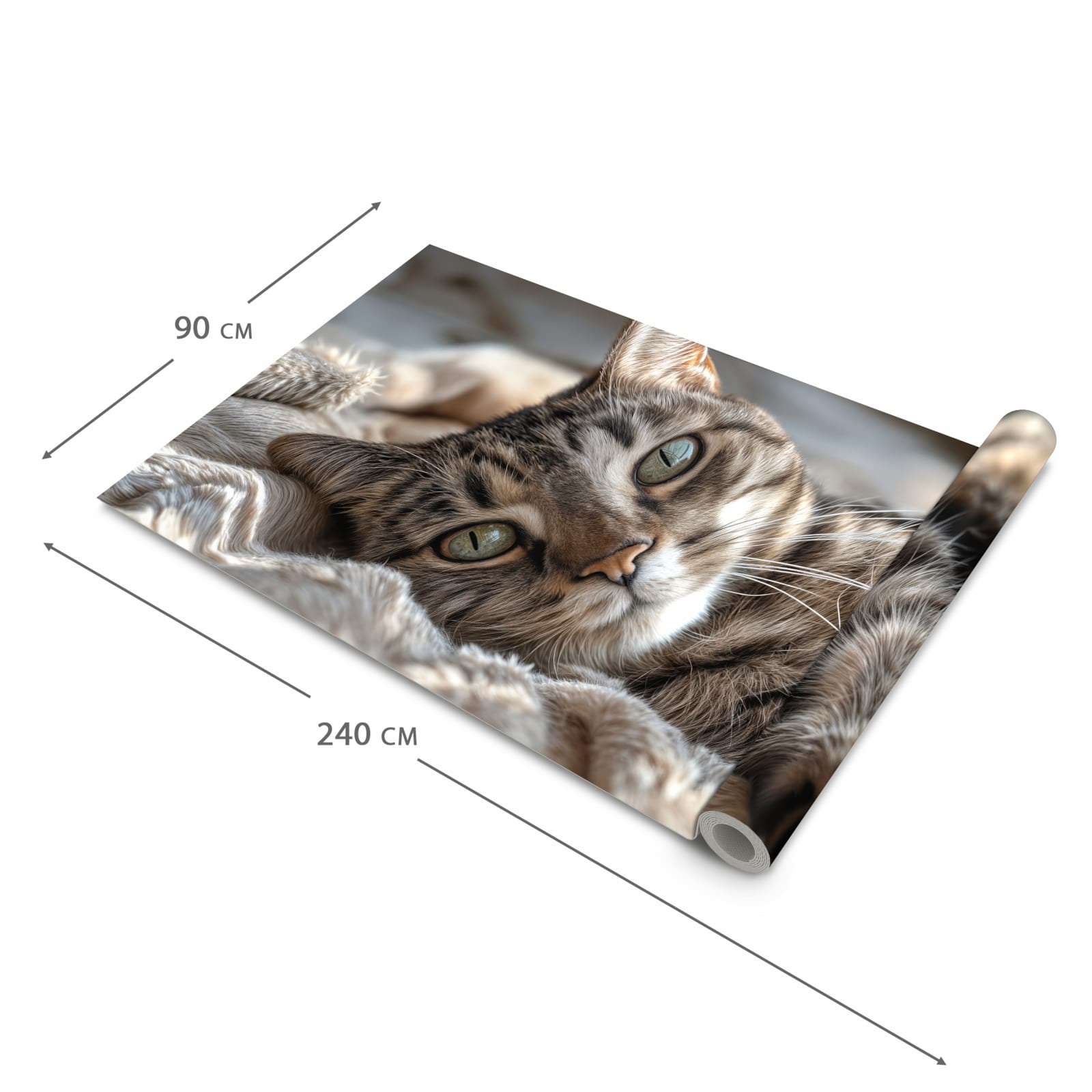 Komfortabler Küchenteppich mit Motiv Gemütliche Katze in der Grösse 60x120 cm