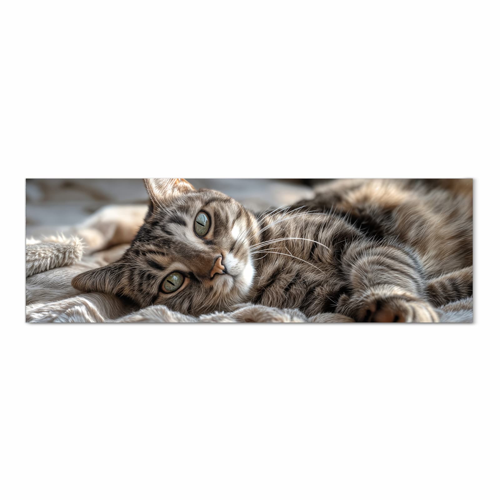 Pflegeleichter Küchenläufer mit Motiv Gemütliche Katze in Frontansicht