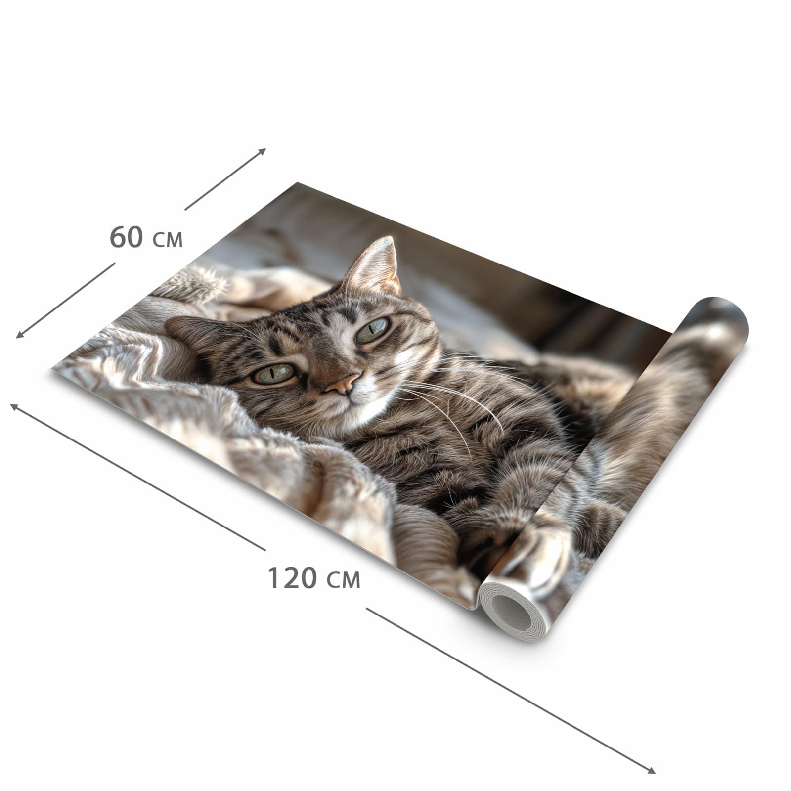 Rutschfester Küchenläufer mit Motiv Gemütliche Katze in der Grösse 60x120 cm