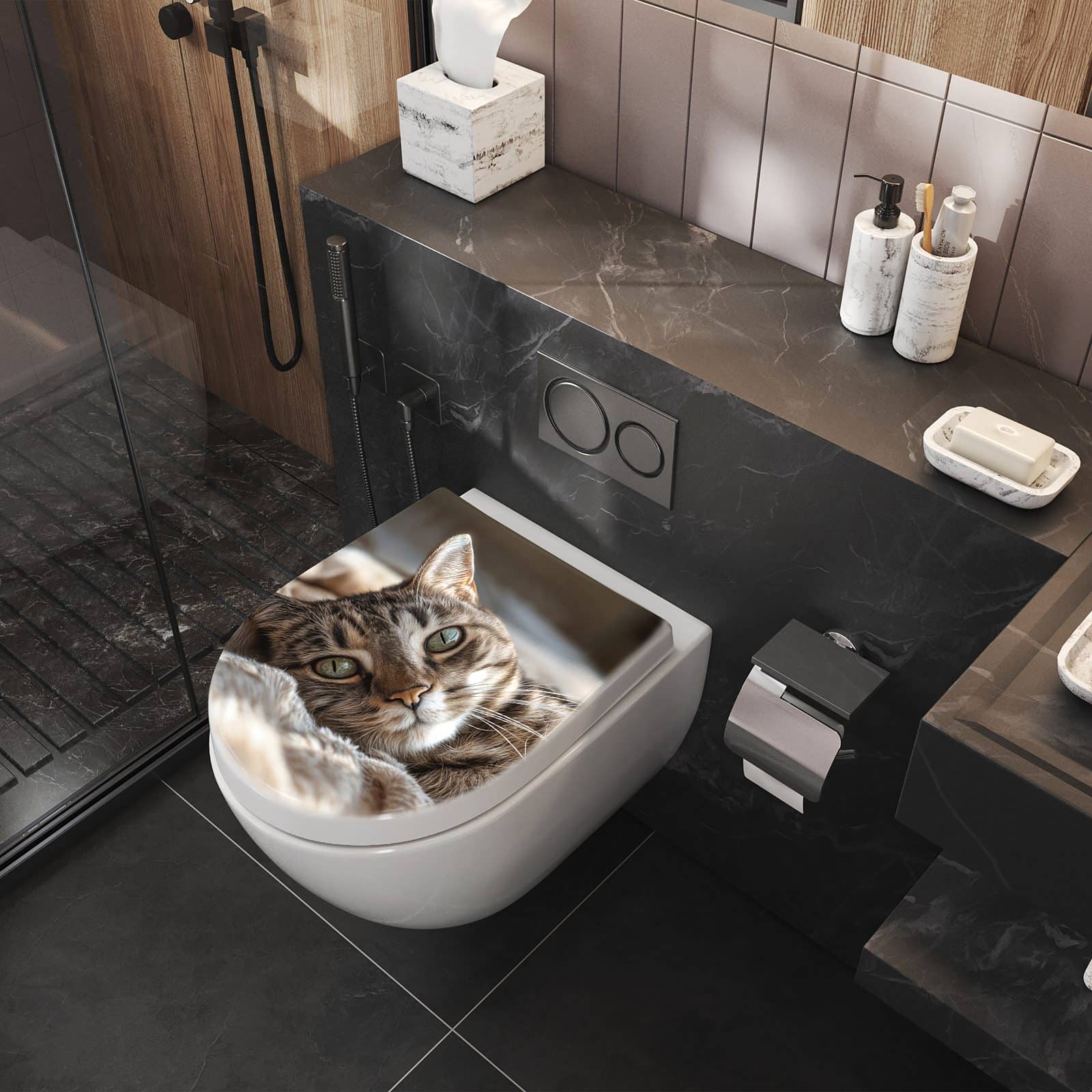 WC-Sitz mit Absenkautomatik Gemütliche Katze