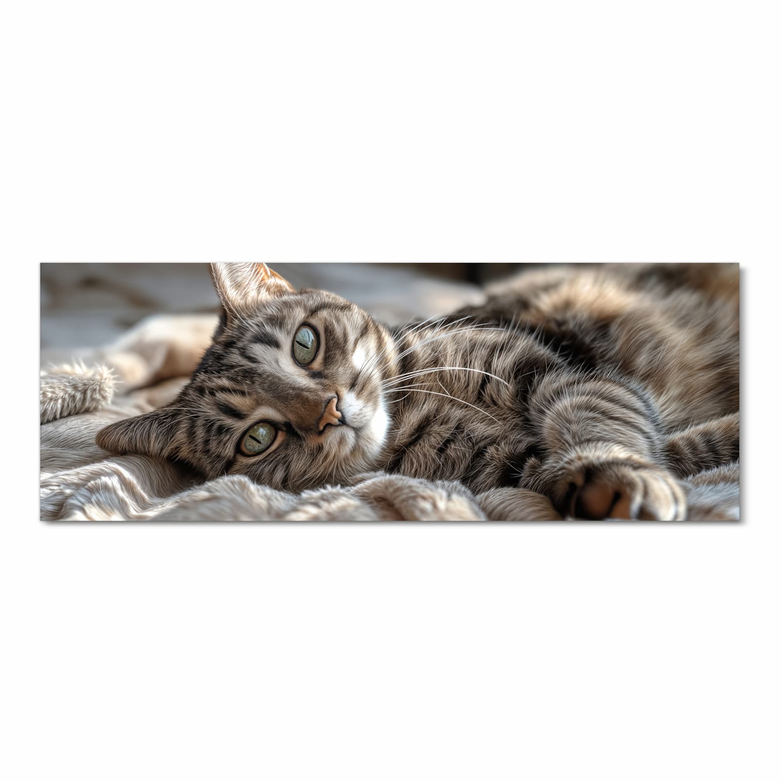 Waschbarer Küchenläufer mit Motiv Gemütliche Katze in Frontansicht für einfache Reinigung