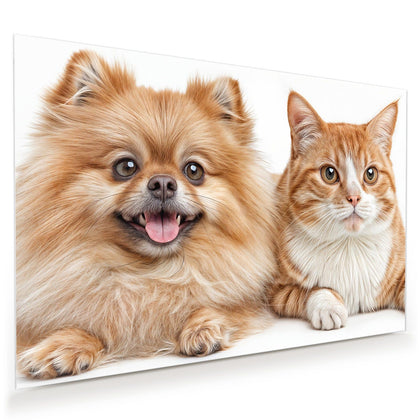 Wandbild mit dem Motiv Spitz und Katze