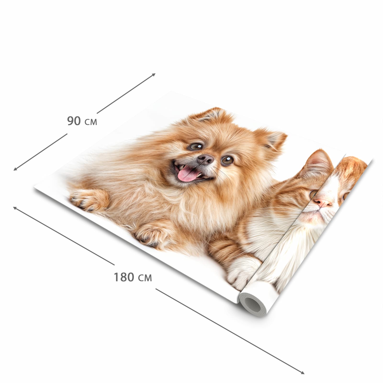 Waschbarer rutschfester Küchenläufer mit Motiv Hund und Katze in der Grösse 60x120 cm