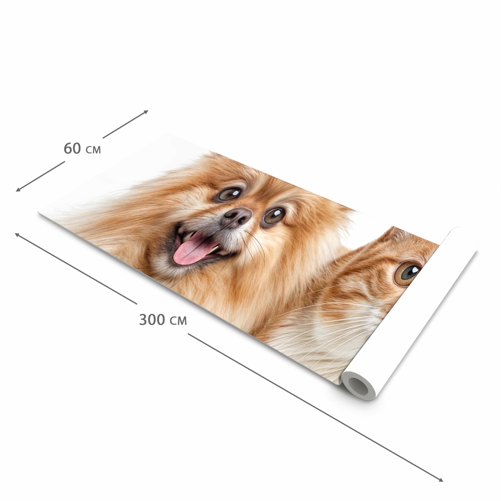 Komfortabler waschbarer Küchenteppich mit Motiv Hund und Katze in der Grösse 60x120 cm