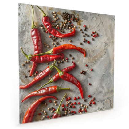 Küchenrückwand mit dem Motiv Chilis mit Pfeffer
