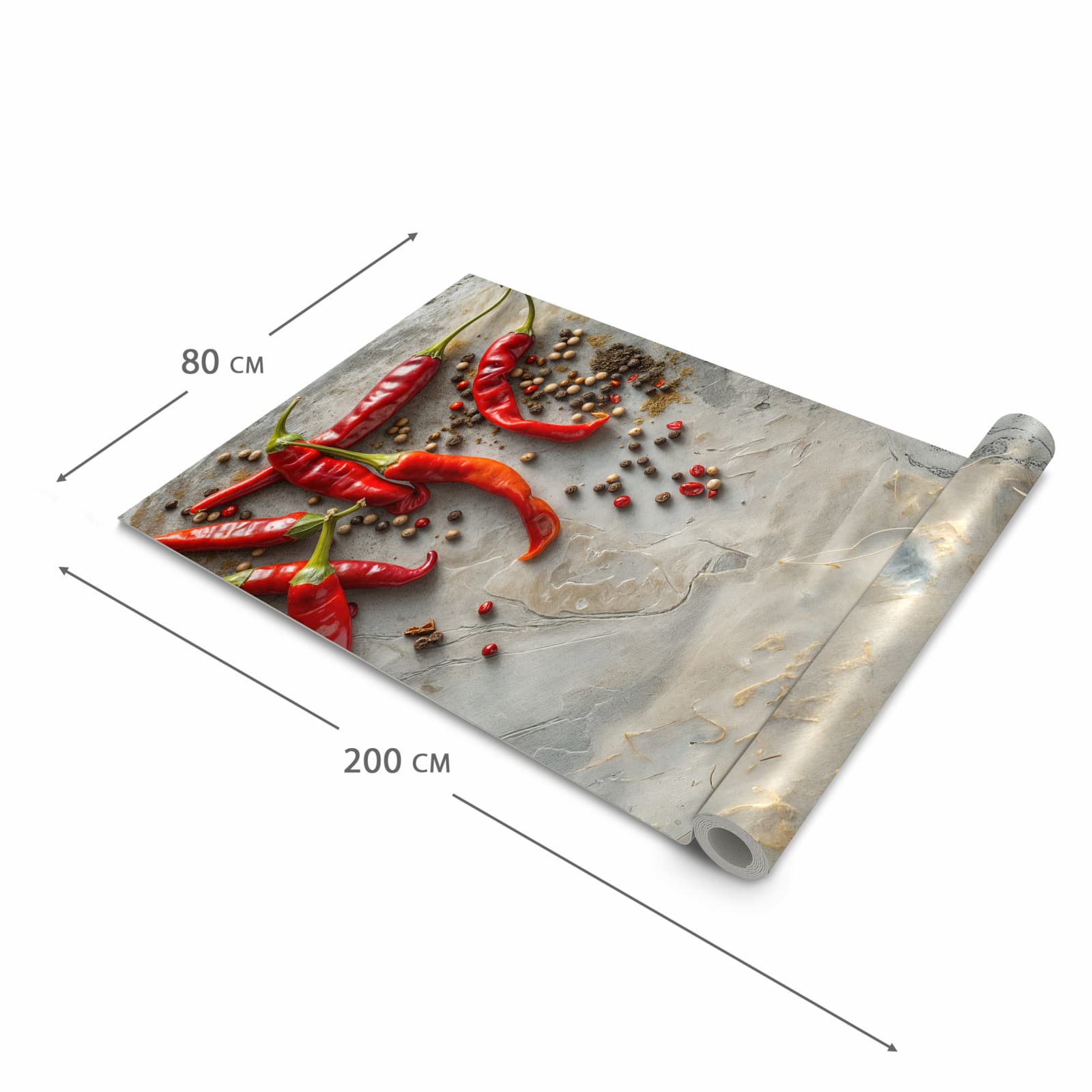 Küchenteppich mit Motiv Chili Schoten in der Grösse 90x240 cm für sicheres Aufbewahren