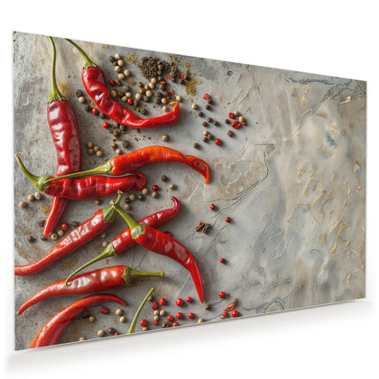Wandbild mit dem Motiv Chilis mit Pfeffer