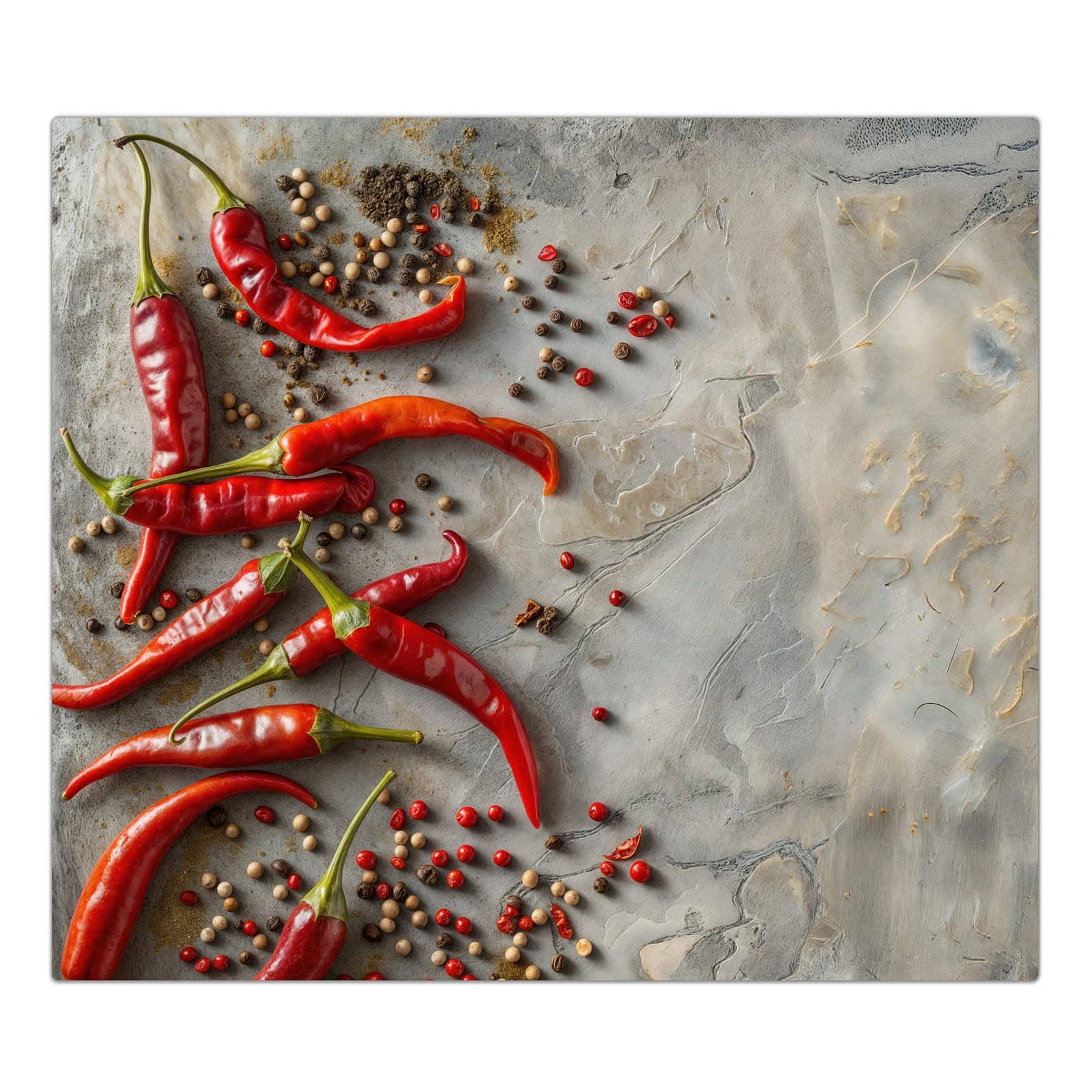 1-teilige Herdplattenabdeckung mit Chili Schoten-Motiv in der Frontansicht #grösse_1-Teilig (60x52cm)