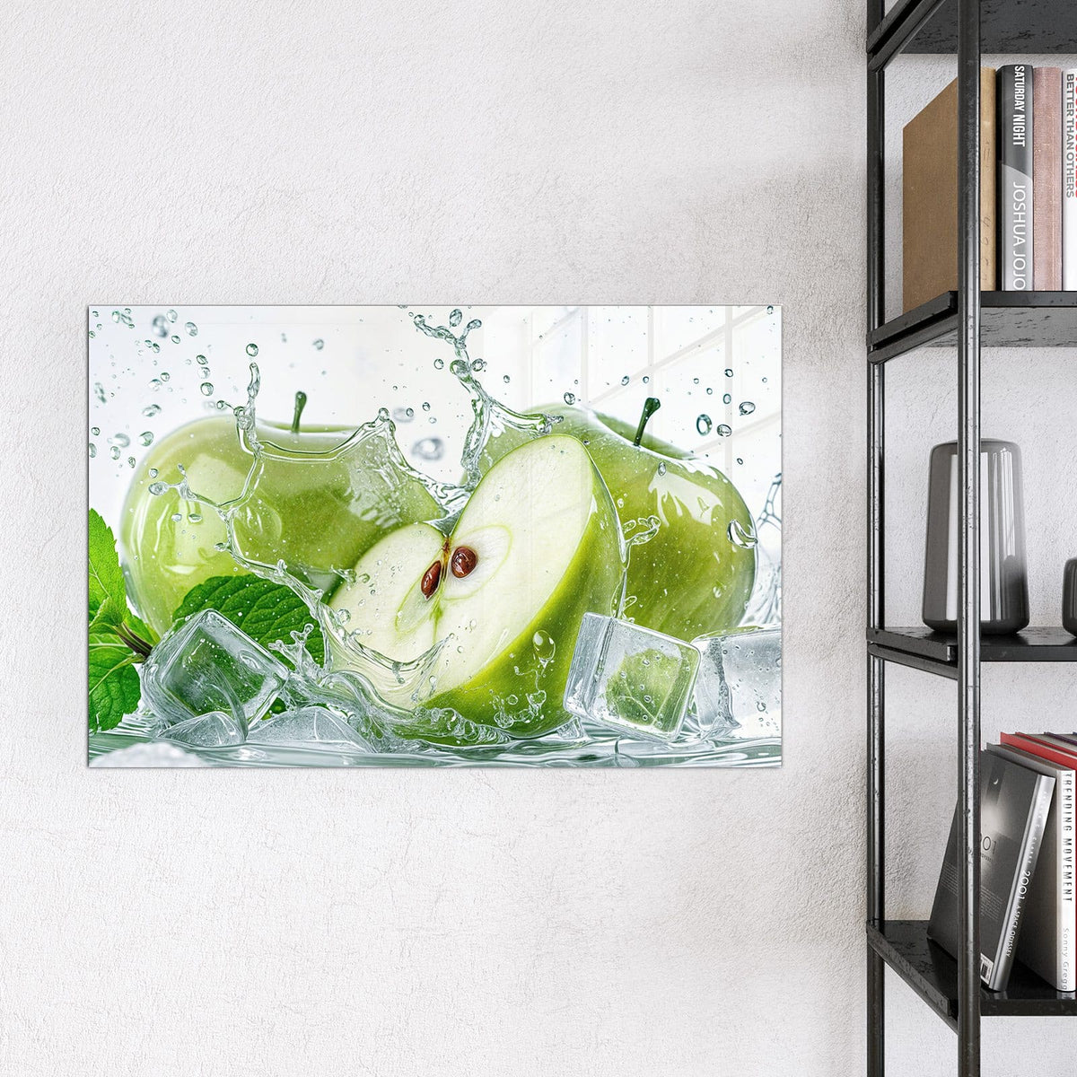 Magnettafel - Grüne Äpfel mit Eis – Grüne Äpfel mit Eis und Minze