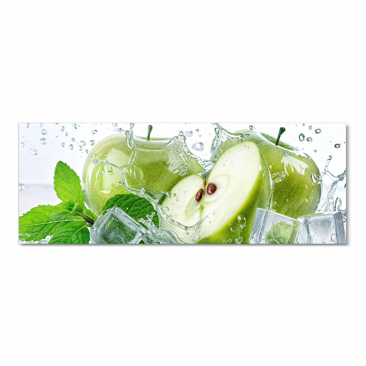 Küchenläufer mit Motiv Frische Äpfel Splash in Frontansicht für angenehme Haptik
