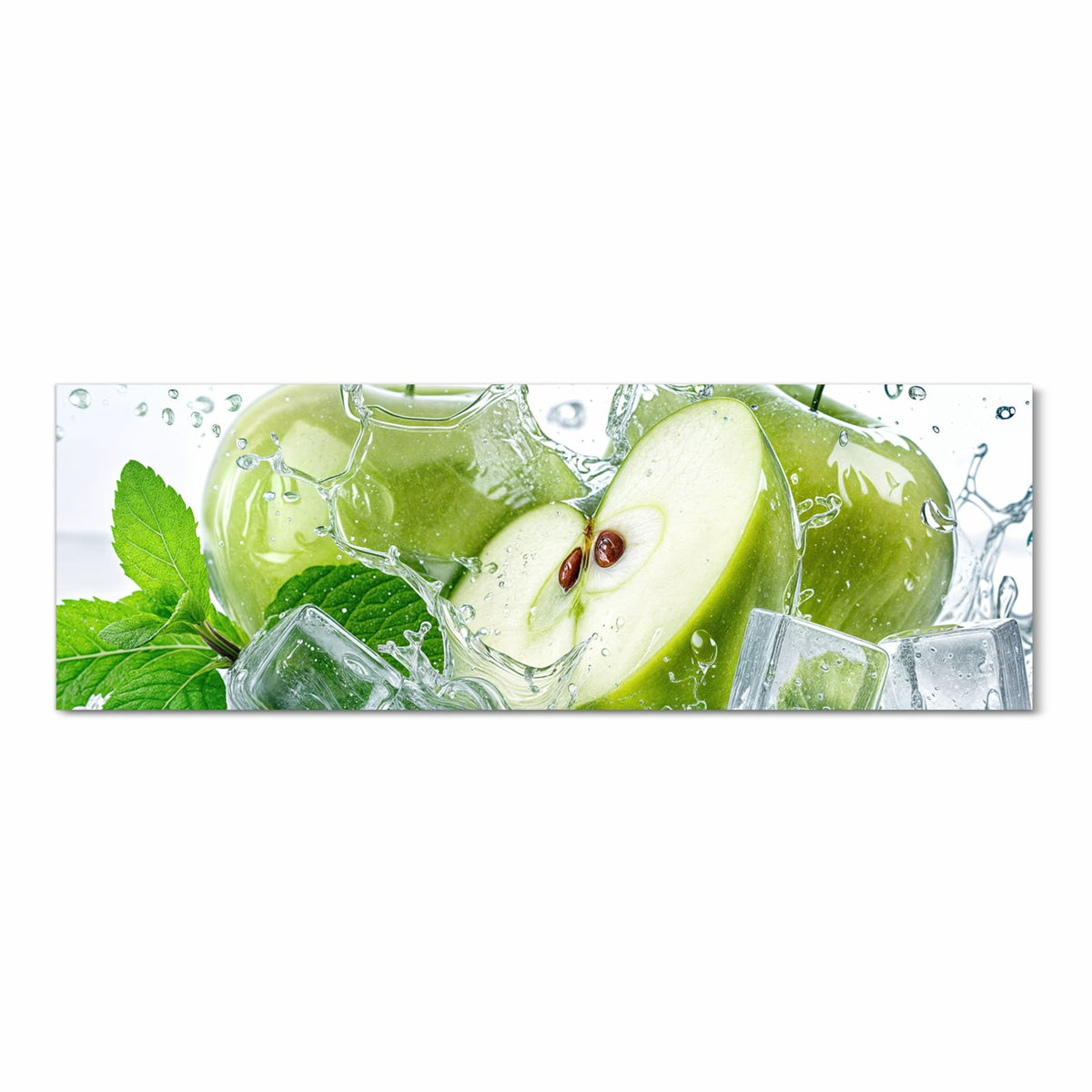 Schmutzabweisender Läufer für die Küche mit Motiv Frische Äpfel Splash in Frontansicht