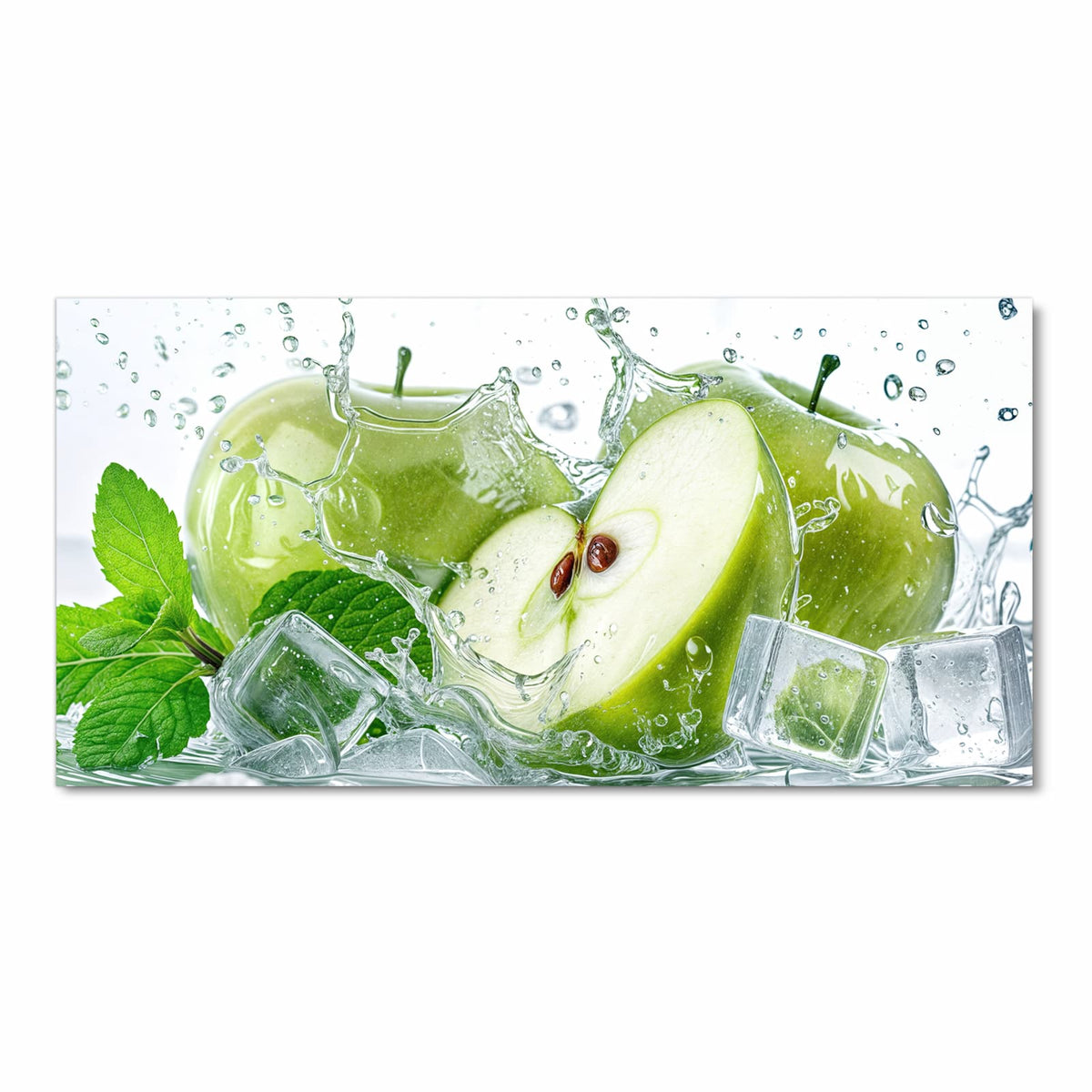 Wasserabweisender Küchenteppich mit Motiv Frische Äpfel Splash in Frontansicht
