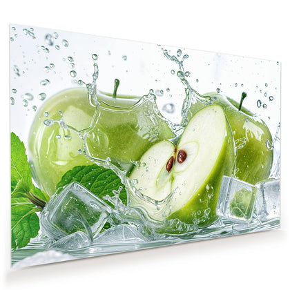Wandbild mit dem Motiv Grüne Äpfel mit Eis