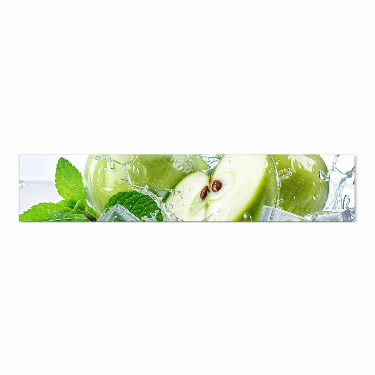 Flacher Küchenteppich mit Motiv Frische Äpfel Splash in Frontansicht