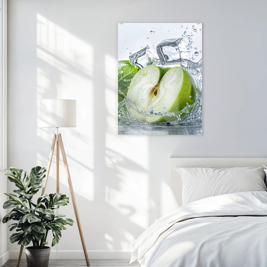 Maße Wandbild - Grüner Apfel mit Minze - Hochformat