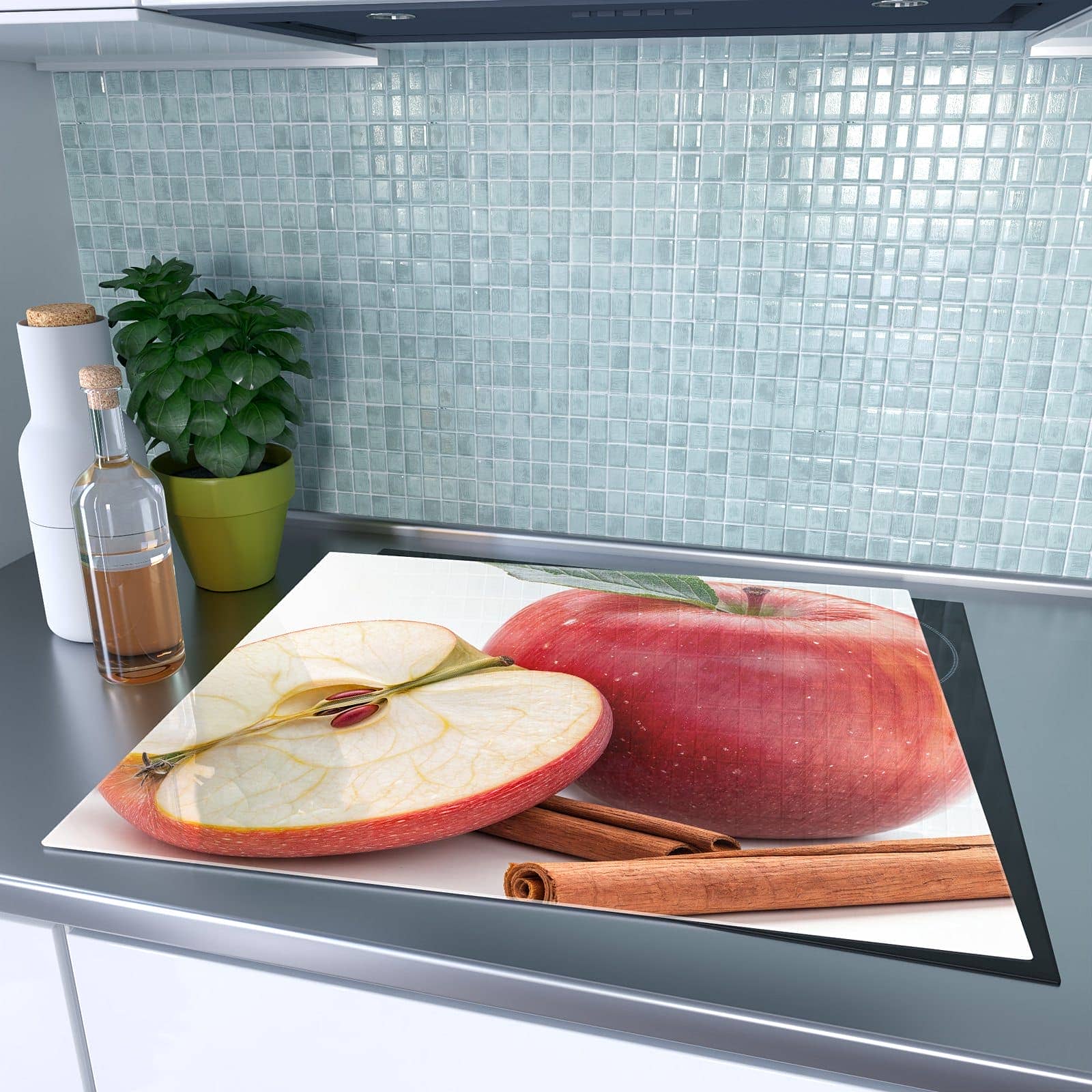 1-teilige Herdabdeckplatten für den Herd mit Apfel mit Zimt-Motiv auf dem Ceranfeld
