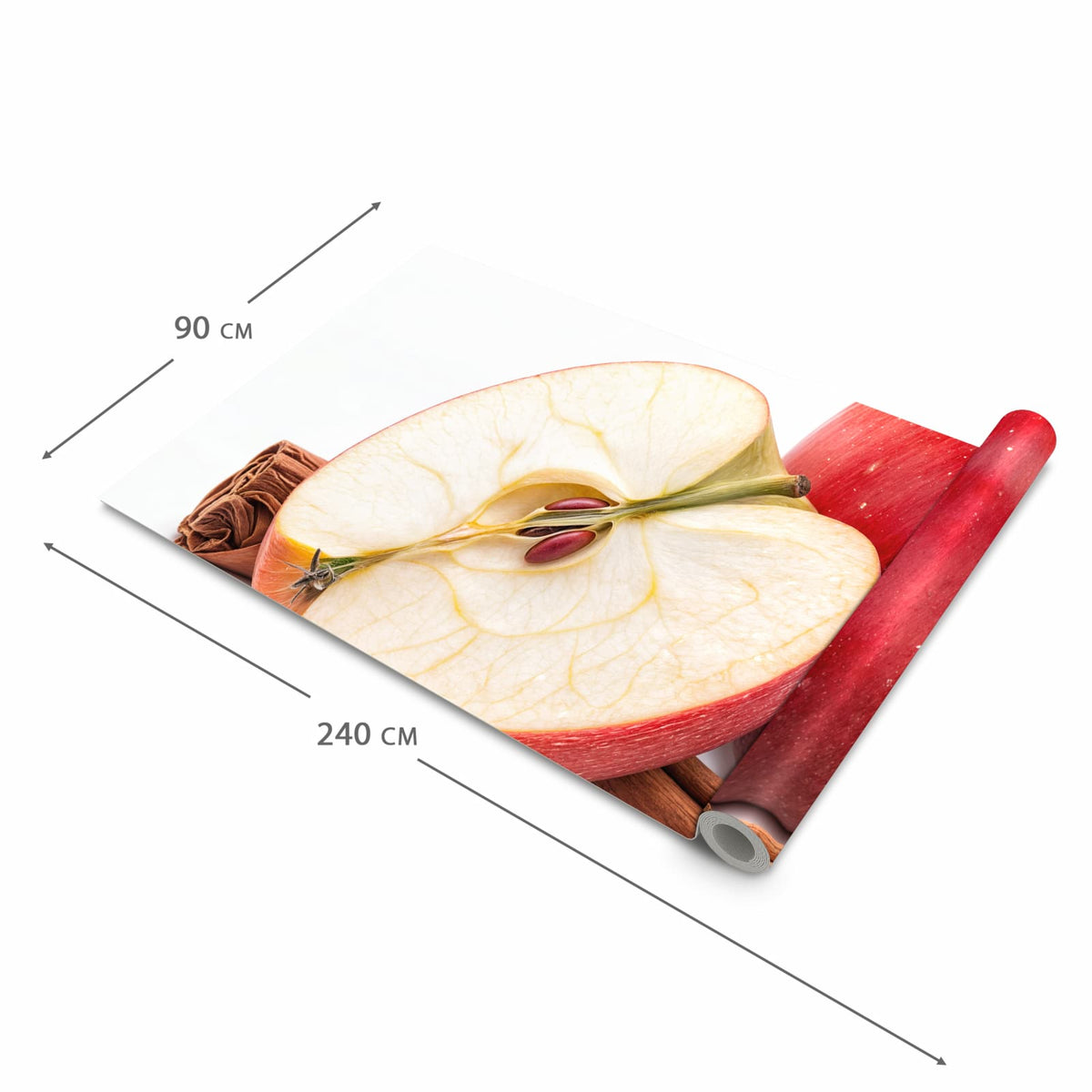 Küchenteppich mit Motiv Apfel mit Zimt in der Grösse 80x300 cm für Ordnung & Übersicht